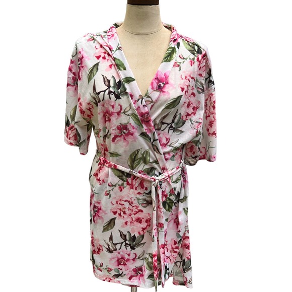Show Me Your Mumu Floral Brie Robe Kimono Style Pink White OS - Picture 2 of 16